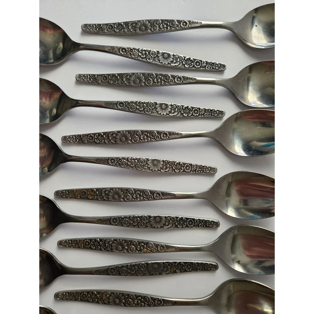 Jardinera Daisy Floral Pattern Interpur SS Japan 43 Piece Flatware Cutlery Set